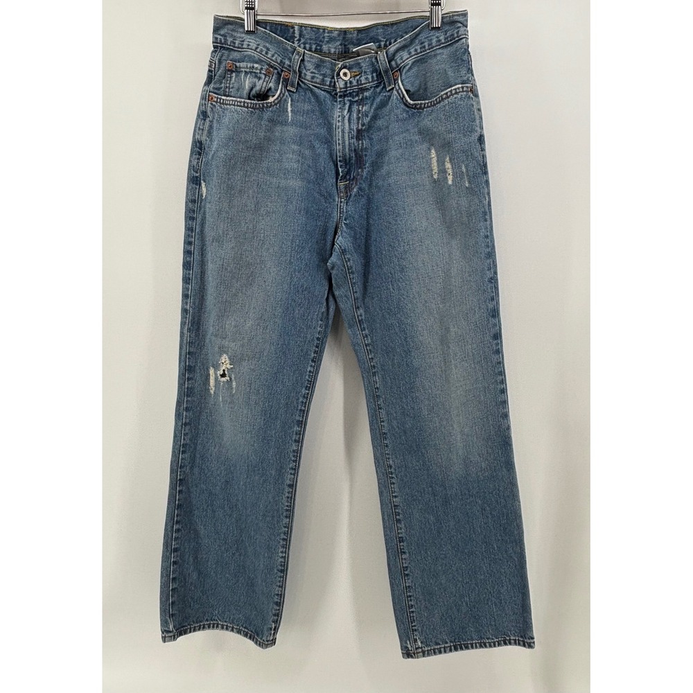 Lucky Brand Bootleg Short Length Jeans Mens 32 Short 32x29 Blue Distressed
